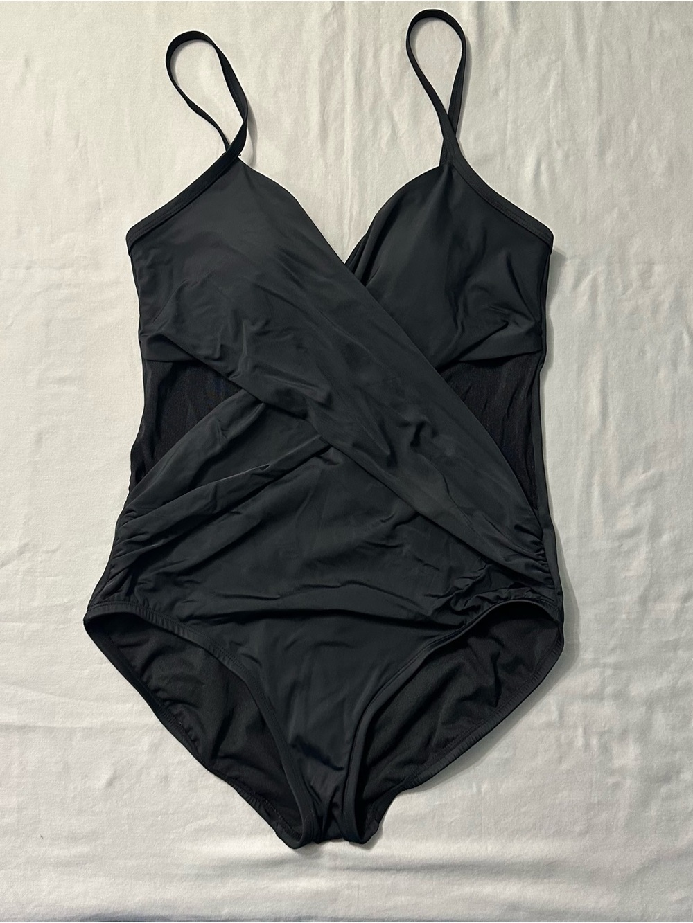 Embrace Your Curves Miracle Brands Swimsuit Womens L 12-14 Black One Piece Mesh